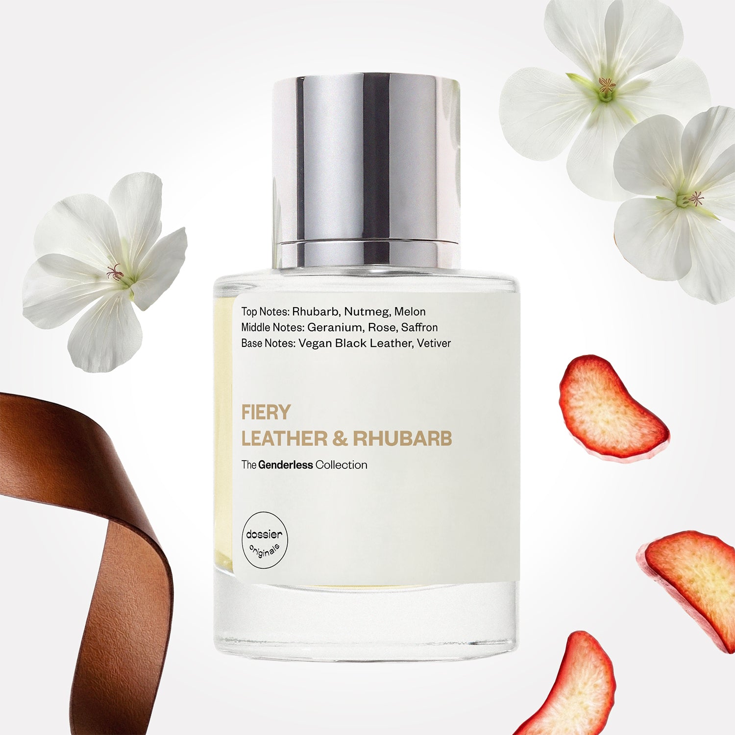 Fiery Leather & Rhubarb Perfume - Dossier Perfumes